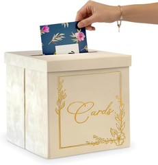 Wedding Card Box – 9″ x 9″ Collapsible Velvet – Covered Design – Cards Box fo…