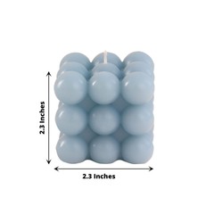 2 DUSTY BLUE Bubble Cube Unscented Paraffin Wax CANDLES Wedding Centerpieces