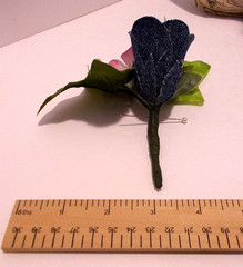 Denim Bridal Bouquet Roses w Spring Flowers & Denim Rose Corsage Country Wedding