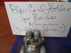 Bridal Table Bride/Groom Pewter Car Place Card Holder Just Married License Plate