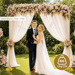 8FT Square Backdrop Stand Heavy Duty, Gold Metal with Triangle Base. Metal