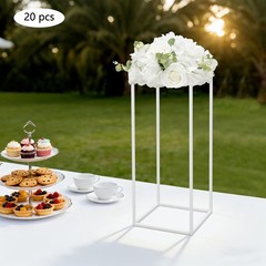 White 20 PCS Decoration Flower Stand For Wedding, Flower Stand 9.45*9.45*23.62in