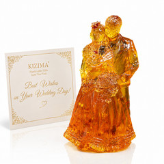 Made in USA Baltic Amber Wedding Couple Figurine Home Decor Handmade Gift