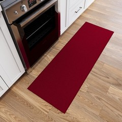 Solid Red Hallway Runner Rug 1’10″x6′ Non-Slip Rubber Backing Nylon Low Pile