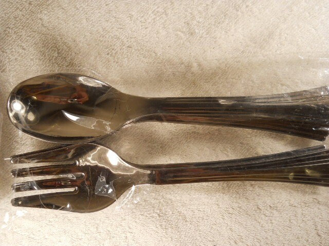3X 6 PC Fork & Spoon Serving Set 9″ Long Weddings Parties Plastics DS247