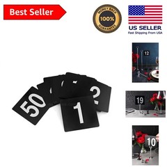 Sophisticated Double-Sided Table Numbers 1-50 – 4×4 Inches, Light Grey on Black