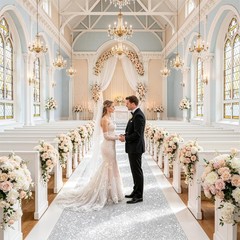 Silver Carpet Aisle Runner for Wedding Ceremony 2 ft x15 ft Sparkly Sequin We…