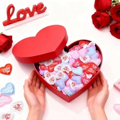 200 Pieces 1.4 Inch “I Love You” Fabric Heart Confetti Table Multicolor