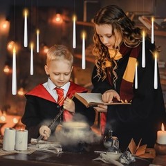 Flameless Floating Candles with Wand，20 Pcs Magic LED Hanging Taper White-20pcs
