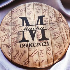 Bourbon Barrel Head, Wedding Guest Book, Custom Rustic Wedding Sign