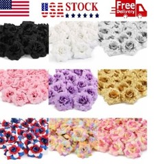 100PCS Artificial Rose Heads Flower Silk Party Wedding Fake Bouquet Decor US