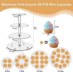 Durable Yellow 4-Tier Round Cake Stand Display with LED Lights for Celebrations