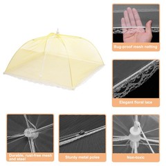 6 Pcs Large and Tall Food Covers 17″ Mesh Food Covers for Outdoors, Yellow