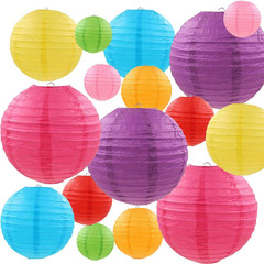 16 Pcs Colorful Paper Lanterns (Multicolor,Size of 4”, 6”, 8”, 10”) – Chinese/Ja