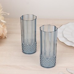 6 DUSTY BLUE 14 oz Crystal Plastic DRINKING GLASSES Party Events Disposable