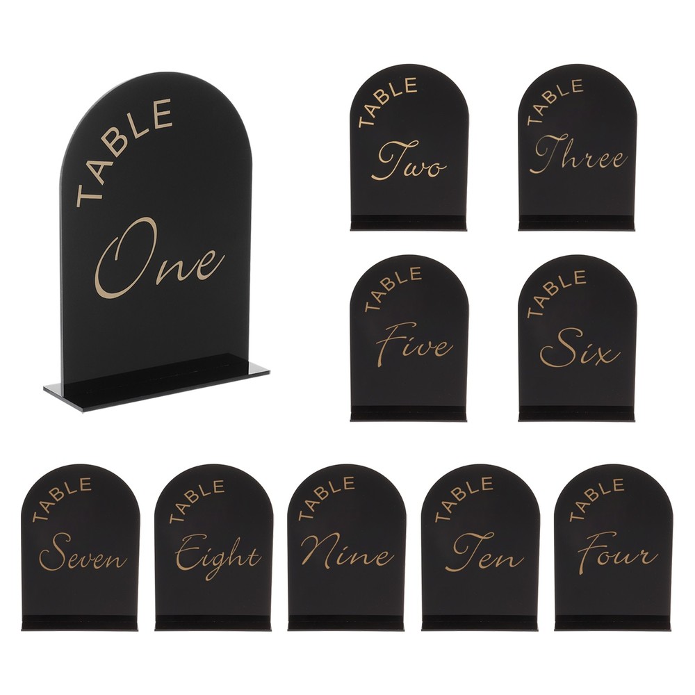 10pcs Black Arch Sign with Stand, 5″x7″ Table Number Holders(Numbers 1-10)