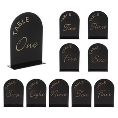 10pcs Black Arch Sign with Stand, 5″x7″ Table Number Holders(Numbers 1-10)