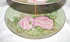Custom Three Tier Tea Party Cake Stand Made With Vintage Hand Painted Plates