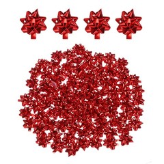 100Pcs 1″ Mini Star Gift Bows Small Metallic Christmas Bows,Self Adhesive,Red