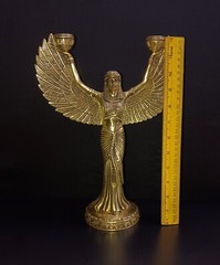 Egyptian Queen Flambeau Lamp Idol Brass Goddess Patio Room Candle Holder CA845