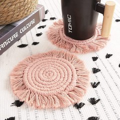 2 PCS Coasters for Drinks,Macrame with Tassels,Table Decor Bohemian Braided C…