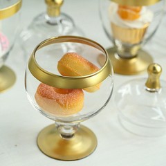 3 pcs CLEAR GOLD TRIM Glass Apothecary Jars Containers with Lids Wedding Favors