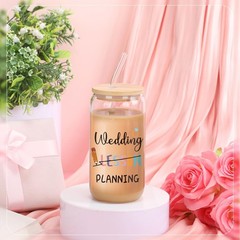 Zhehao 16 Oz Teacher Wedding Lesson Planning Glass Cup with 16 Ounces, Clear