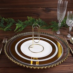 GOLD 5 Sign Holders 5″ Paperclip Metal Table Number STANDS Party Decorations