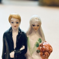 Antique Porcelain Wedding Cake Top Bride and Groom Occupied Japan
