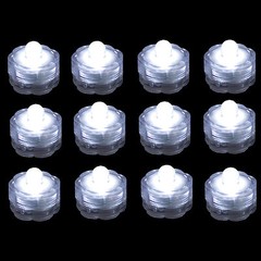 QTY 12 WHITE LED Submersible Underwater Tea lights TeaLight Flameless US Shipper