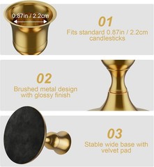 Brass Gold Taper Candle Holders Set of 3, Vintage Metal