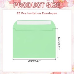 20 Pcs Self Sealing Envelopes 7.8×5.5 Inch for Invitations A7 Light Green