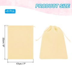 8Pcs Velvet Gift Bags 7 x 9″ Velvet Drawstring Jewelry Pouches Beige