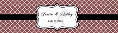 100 Marsala Monogram Pattern Wedding Water Bottle Labels Engagement Bridal 8″x2″