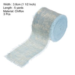 3pcs Chiffon Ribbon, 1 1/2″x5 Yard Silk Ribbon, Light Grey Blue Glitter Fabric