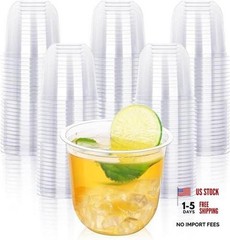 100 Pcs Disposable Stemless Glasses 12oz Crystal Plastic Clear – 100pcs