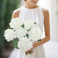 6PCS Hydrangea Artificial Flowers, Bulk Silk Fake Flower with Stems, Faux White