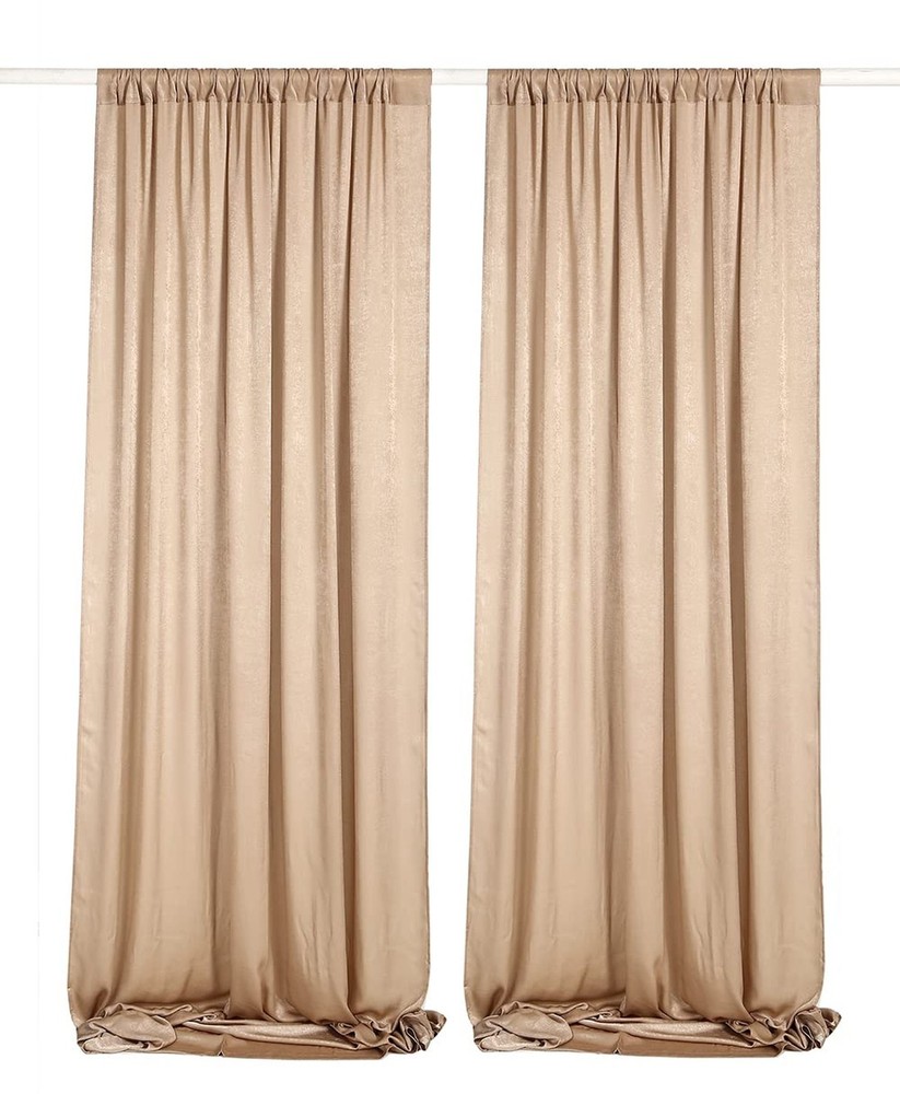 9.6 Feet x 10 Feet Biscotti Beige Silky Soft Curtain Wedding Backdrop Drapes,…