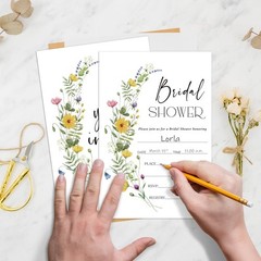 Mueddur Bridal Shower Invitations With Envelopes, Wildflowers Wedding…