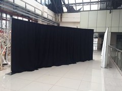 QUICK BACKDROP KIT 8 FT TALL x 10 FT – 50 FT WIDE PIPE WITH DRAPE (BLACK DRAPES)
