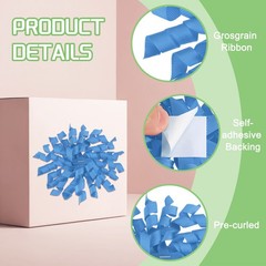 6 Pcs 4 Inch Grosgrain Curly Bows for Gift Wrapping Self-Adhesive Dark Blue