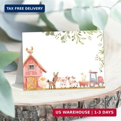 24 Pcs Farm Animals Place Cards, Barn Animals Themed Buffet Food Labels and Tent