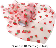 6 Inch X 10 Yards (30 Feet) Shiny Strawberry Tulle Rolls for DIY Crafts, Wedding
