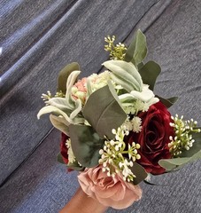 Artificial Wedding Rose & Eucalyptus Bouquet Bunch Red Blush Pink Green White