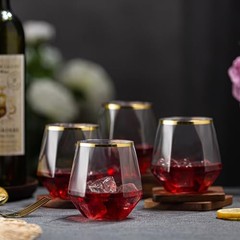 Lueumxc Diamond Plastic Wine Glasses,40 Pack Unbreakable Whiskey Cocktail Wine