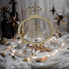 Miss to Mrs Ring Sign, Wooden Wedding Bachelorette Party Table Natural Wood