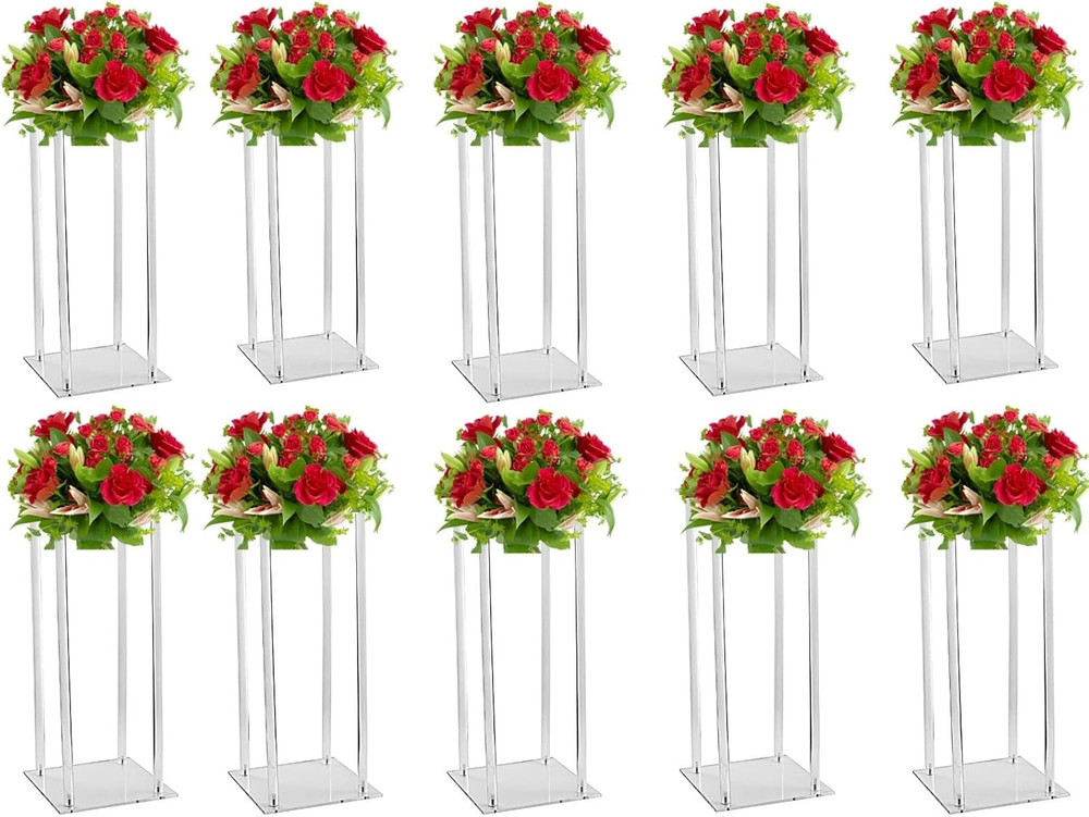 10 Pcs Acrylic Clear Vases for Wedding Centerpieces, 23.62In Tall Flower Stand,