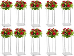 10 Pcs Acrylic Clear Vases for Wedding Centerpieces, 23.62In Tall Flower Stand,