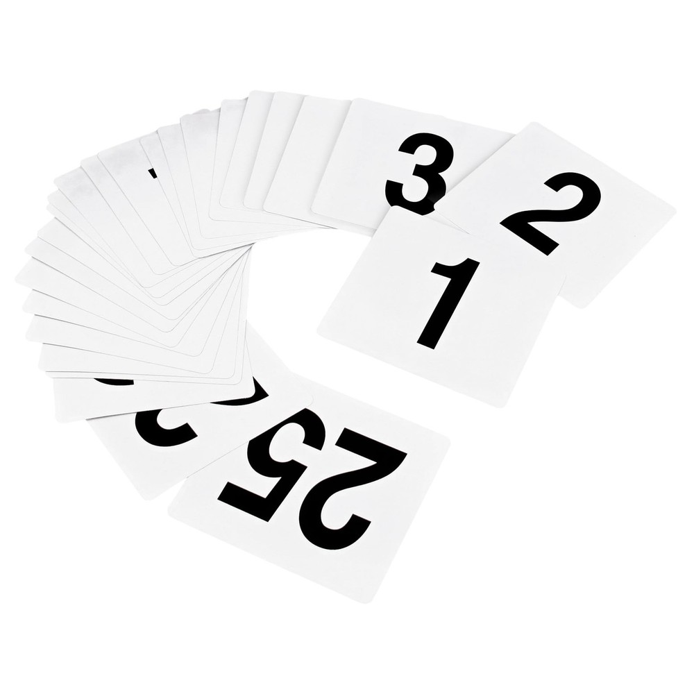 Table Numbers 125 Double Sided Plastic 4×4 Inch White Black Bold