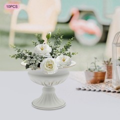 10 Pack Metal Vase Small Table Decor White Gold Wedding Centerpiece Flower Vase